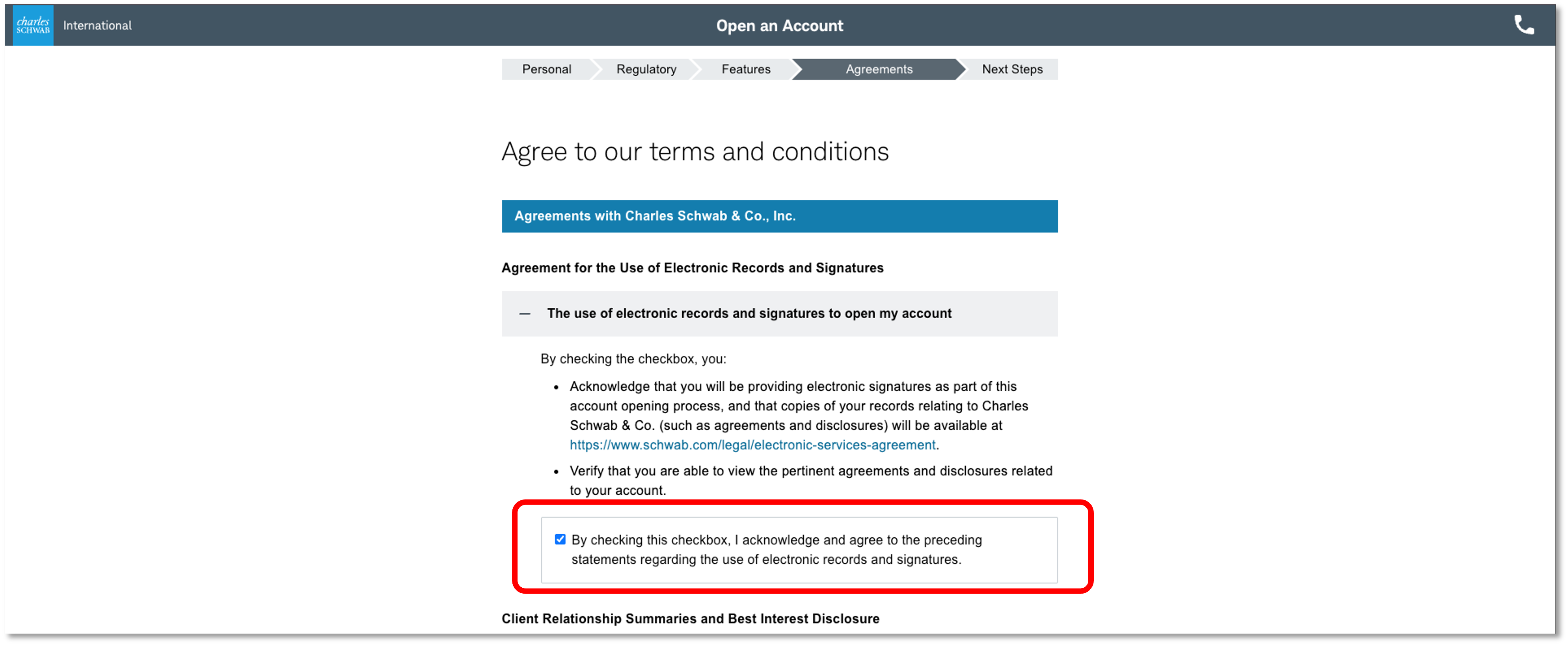 勾選同意條款的表單