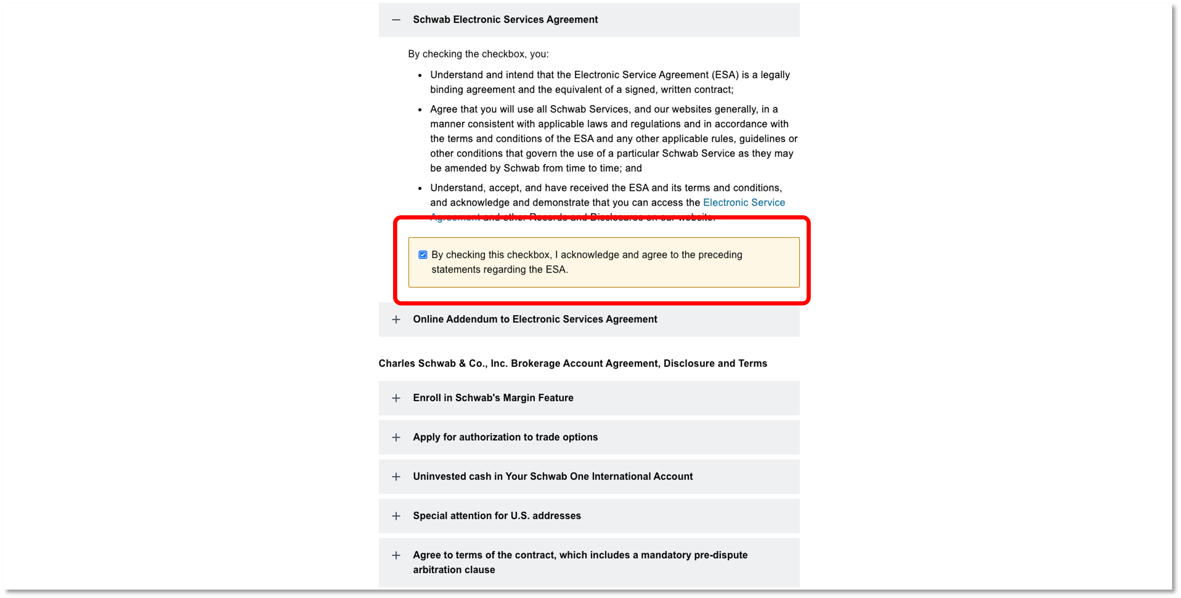 勾選同意條款的表單