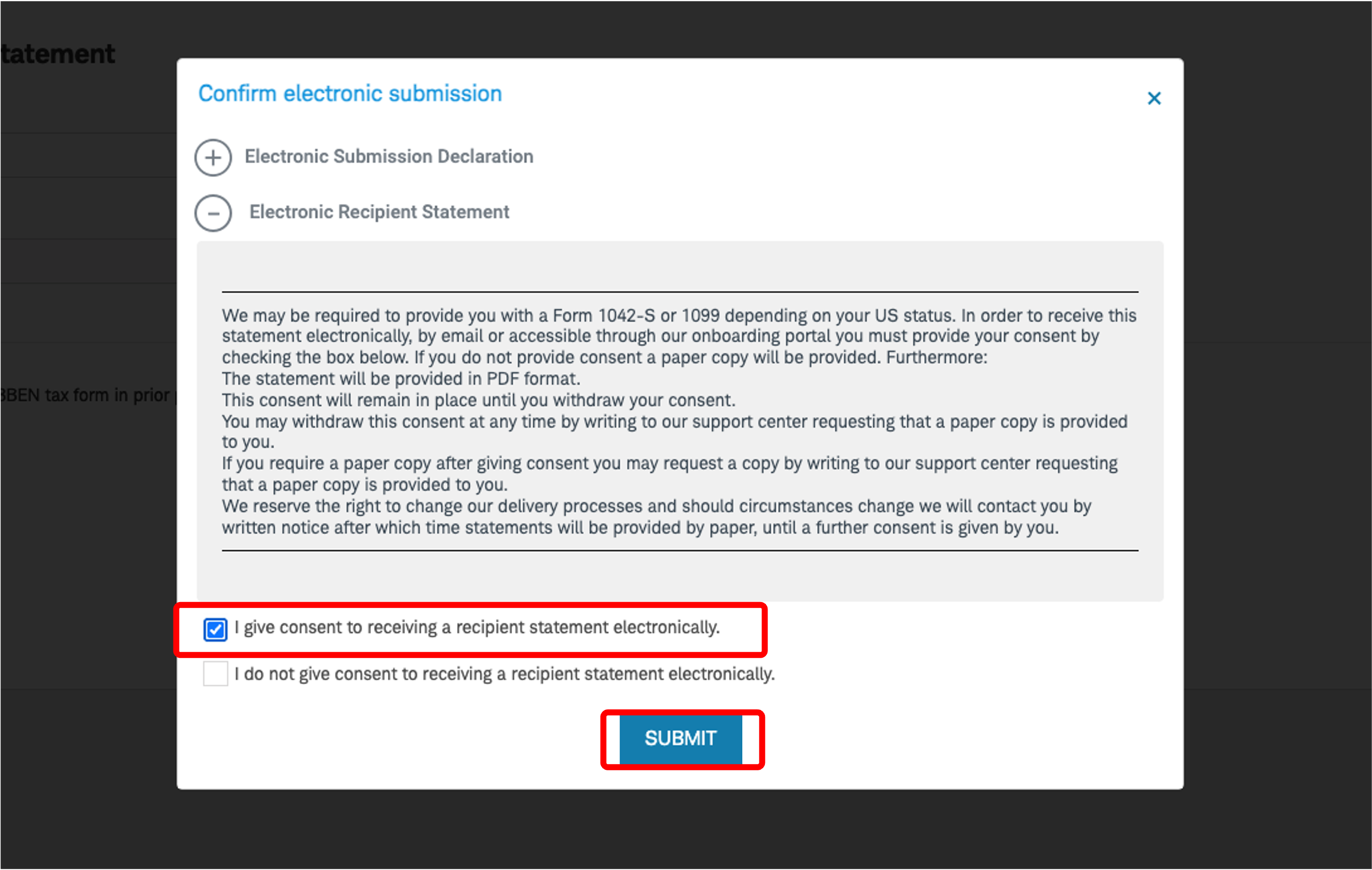 最終提交W-8BEN表格